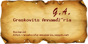 Greskovits Annamária névjegykártya