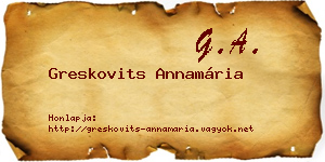 Greskovits Annamária névjegykártya